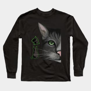 Half Faced Cat Long Sleeve T-Shirt